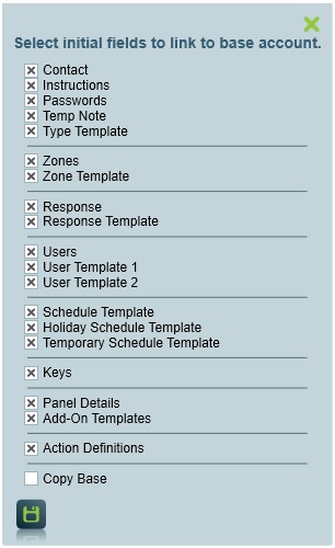 Select individual fields that should be linked to base