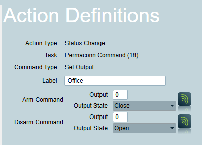 Status Change Permaconn Action Definitions
