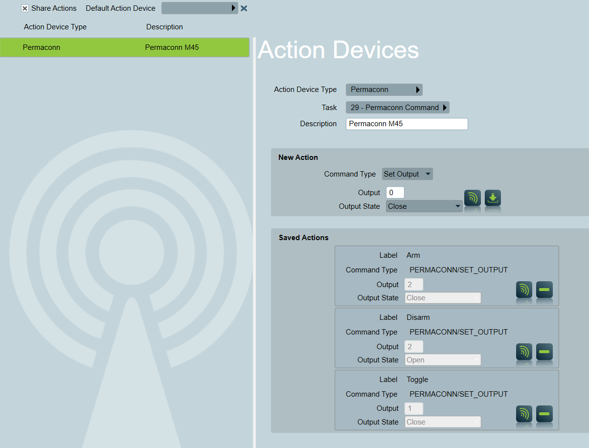 Permaconn Command Client Action devices Setup