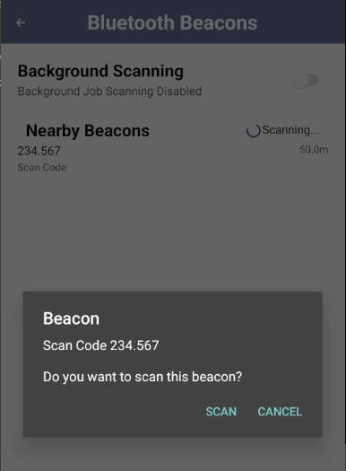 1. A Bluetooth beacon is scanned.