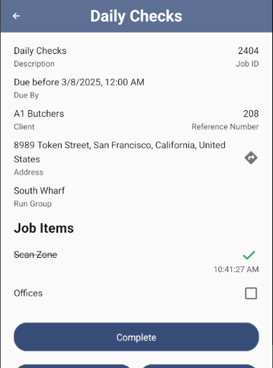 3. The patrol Job Item of scanning the Office is completed.