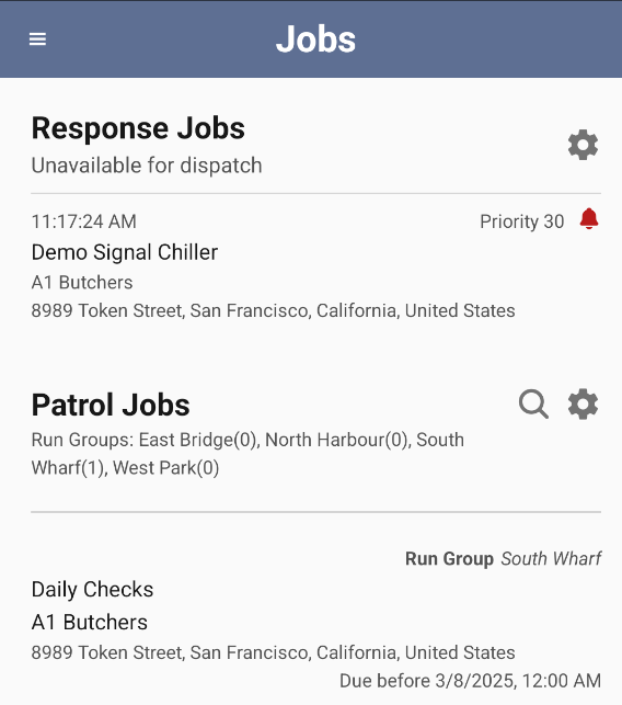 Example Pending Jobs
