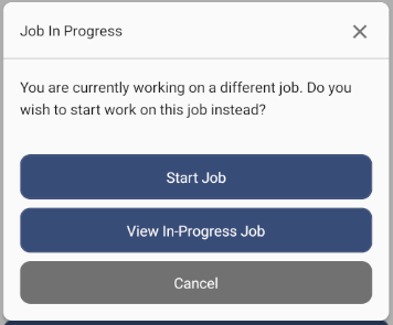 Example Job in Progress popup