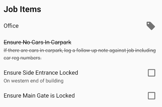 Example Job Checklist