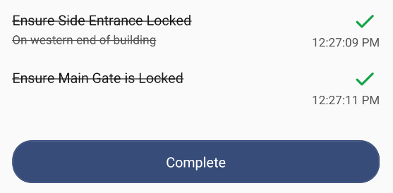 Example completed Job Checklist