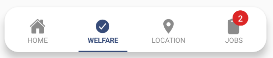 Wellfare check and Location buttons at bottom of screen