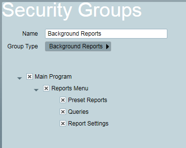 Creating a security group for reports