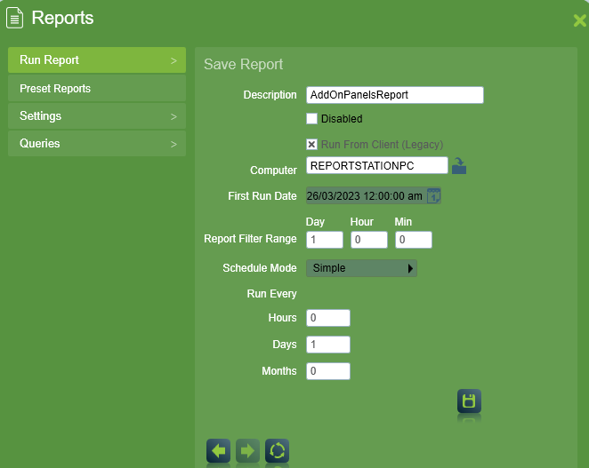 Preset Reports Settings(Legacy)