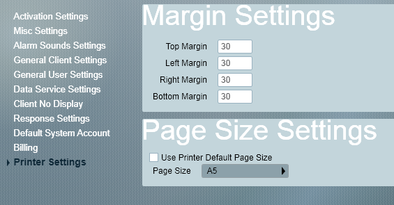 Printer Page Settings
