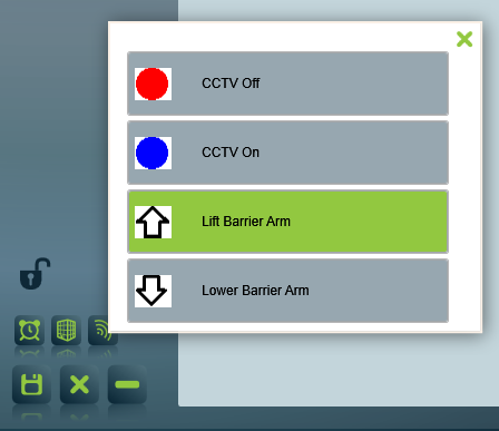 A set of remote control buttons attached to a specific client account