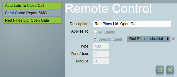Remote controls can be configured for All Client or a Specific Client