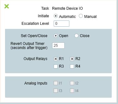 Remote Device I/O task settings window.