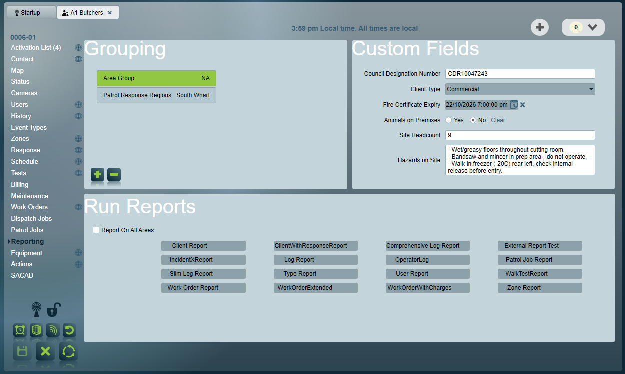 Reporting Tab