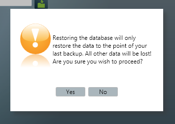 Restore Data Loss Warning