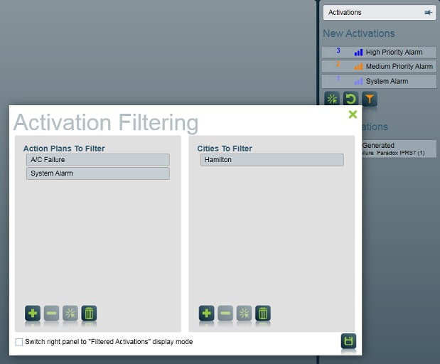 New activations can be filtered from operator view in a disaster scenario.