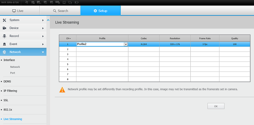 NVR Network Profile