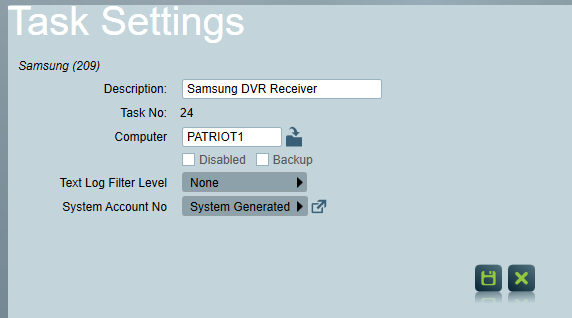 Receiver Task Setup