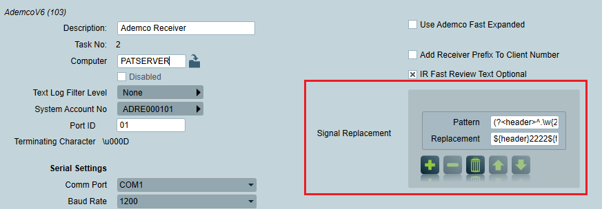 Signal Replace Task Settings