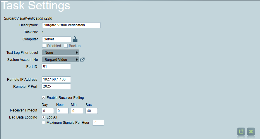 Surgard Visual Verification Task Settings