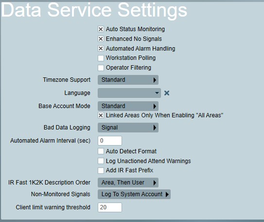 Data Service Settings