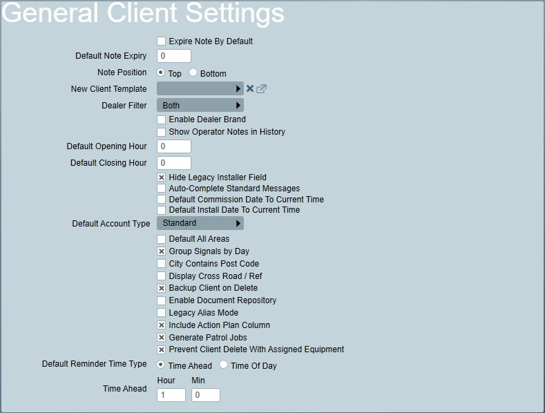 General Client Settings