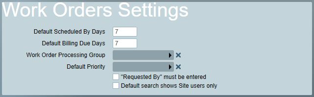 Work order settings