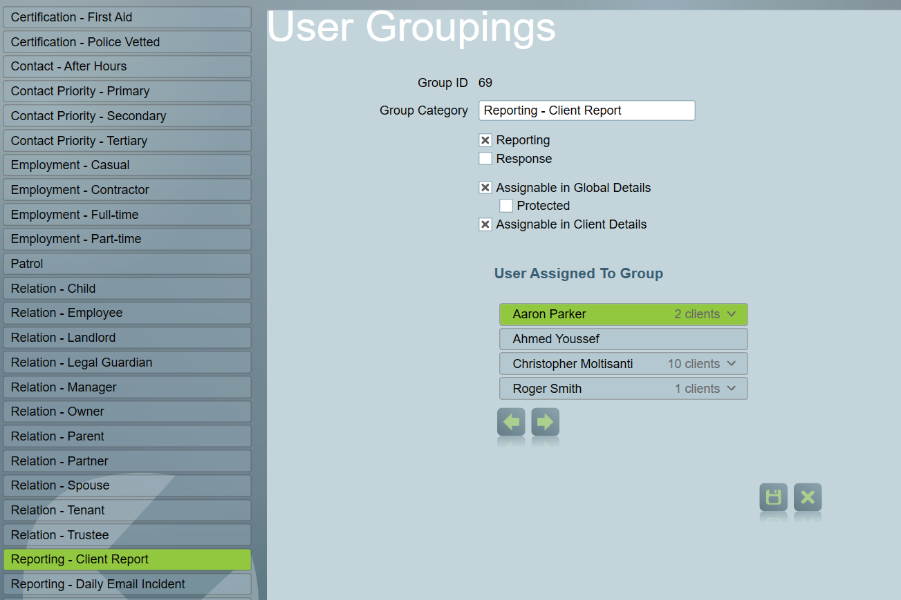 User grouping configuration