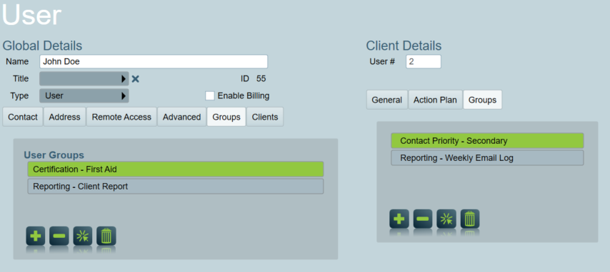 Assigned User Groups