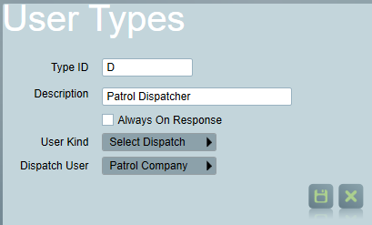 Select Dispatch user type