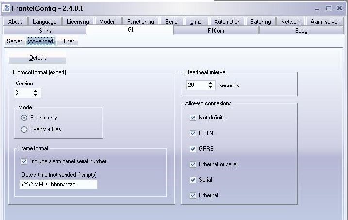 Frontel GI Advanced Config