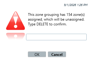Zone Grouping Maintenance Page